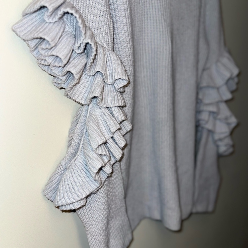 BP Soft Blue Open Elbow Ruffle Sweater - Picture 4 of 5